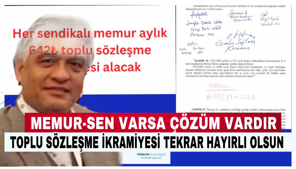 MEMUR-SEN VARSA ÇÖZÜM VARDIR TOPLU SÖZLEŞME İKRAMİYESİ TEKRAR HAYIRLI OLSUN